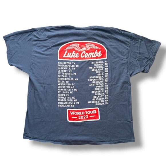 Luke Combs Wings World Tour 2023 Blue T-Shirt Unisex/Men’s Size 3X Band Tee - Picture 2 of 16